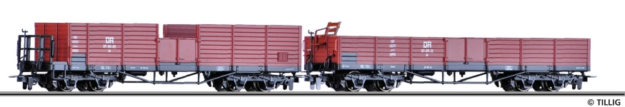 TILLIG 05921 - H0e Güterwagenset der DR, bestehend aus zwei offenen Güterwagen OO, Ep. IV